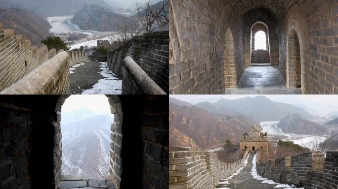 雪后黄花城水长城 雪景 古长城 城墙 山