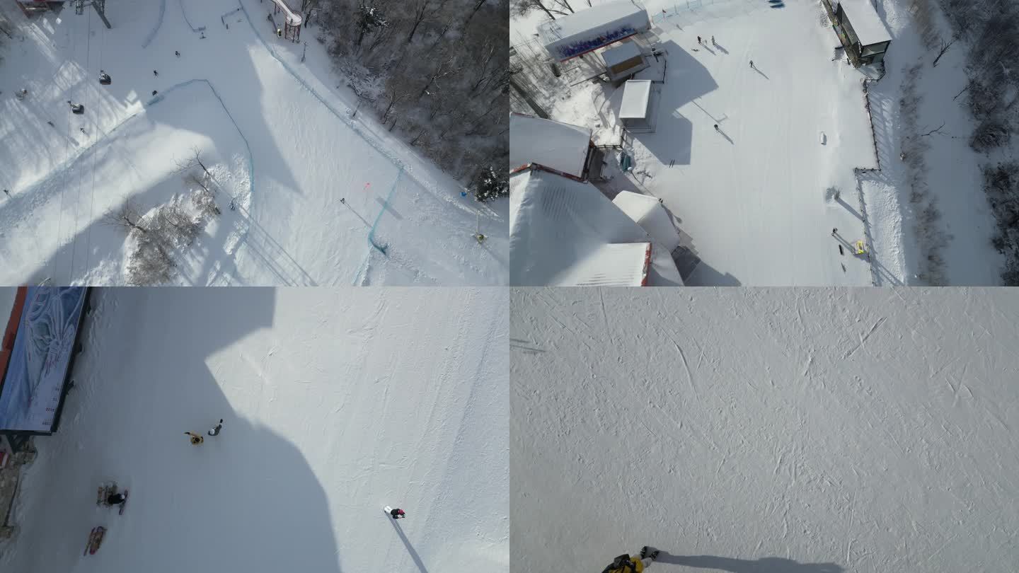 冬天长白山滑雪场人群跟拍