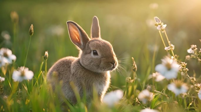 春天里一只可爱的小兔子