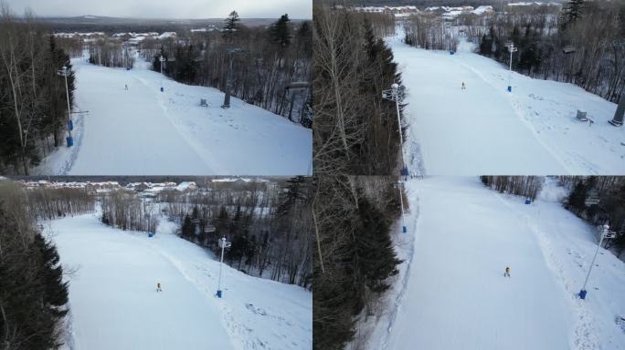 冬天长白山滑雪场人群跟拍