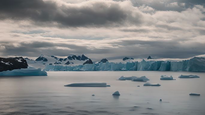南极北极冰川冰洋空镜航拍