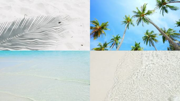 海边风景，海水海浪，椰子树