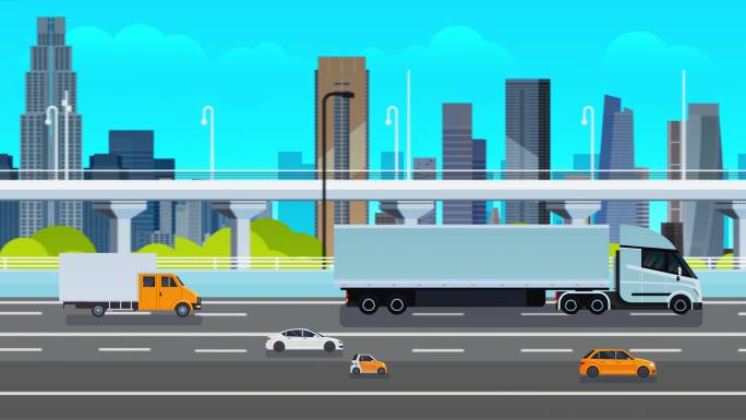 MG动画城市汽车行驶无缝循环动态背景4K