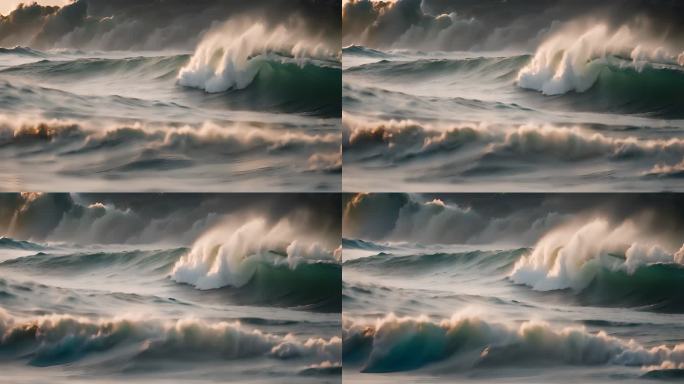 海浪巨浪翻滚升格慢动作视频