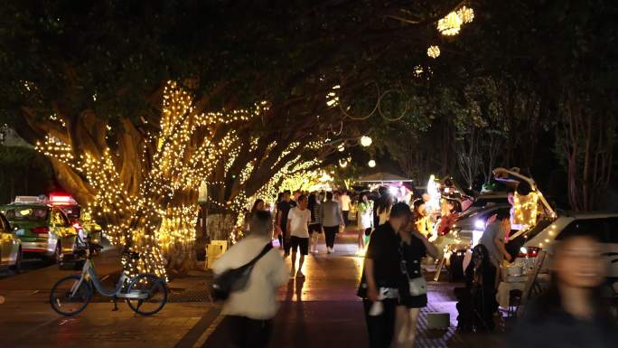 新都 石油大学 夜市 摆摊 街道夜景