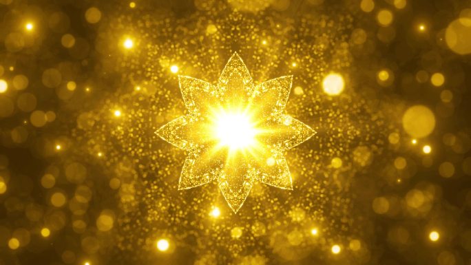 金色粒子特色花纹万花筒背景无缝循环