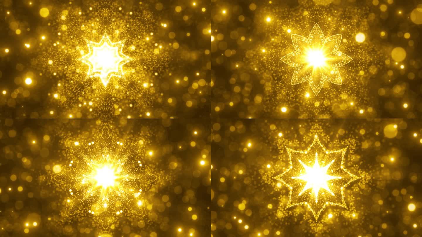 金色粒子特色花纹万花筒背景无缝循环