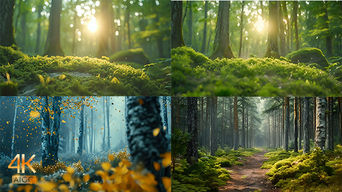 合集 森林里的风景 温暖唯美日光原始森林