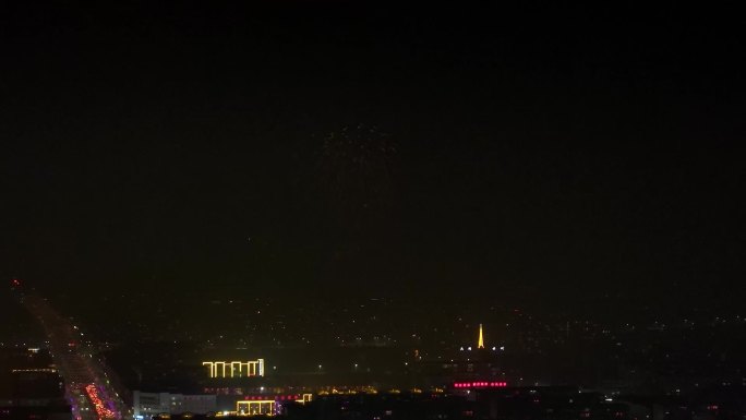 山西大同云州区元宵烟火夜景航拍