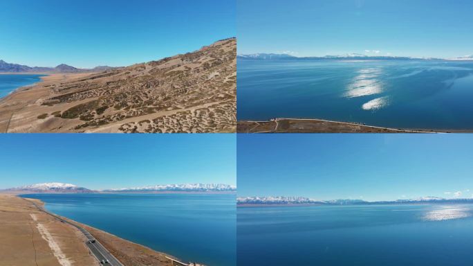 航拍新疆赛里木湖