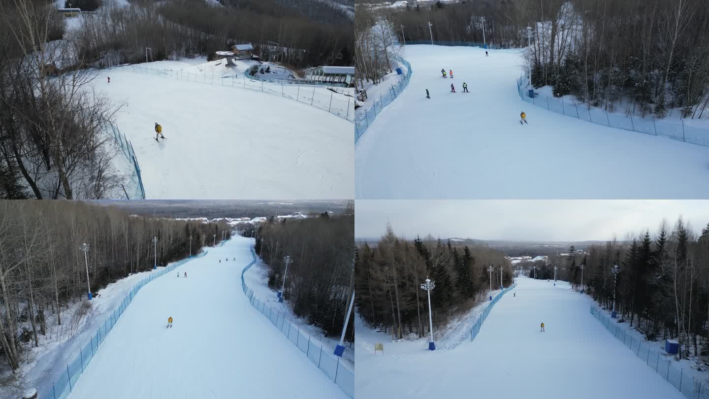 冬天长白山滑雪场人群跟