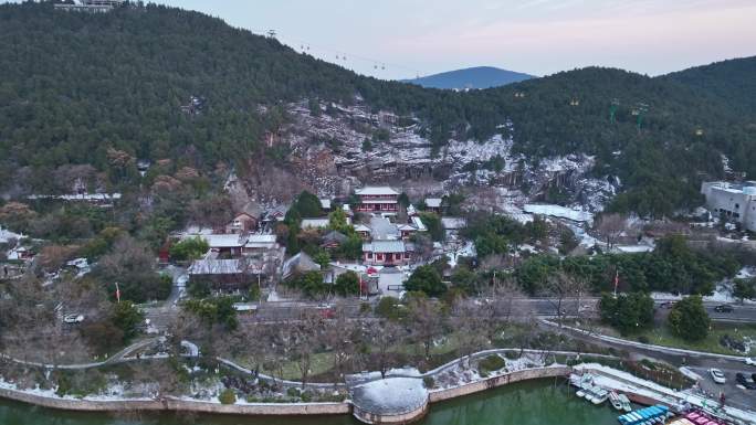 云龙湖风景区徐州汉画像石艺术馆雪景航拍