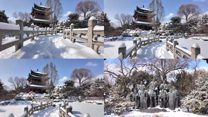 晋祠公园雪景