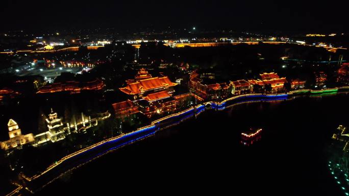 夜幕下的台儿庄古城