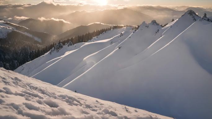 雪山 阳光照在雪山上