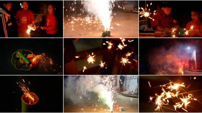 过年儿童放烟花炮竹