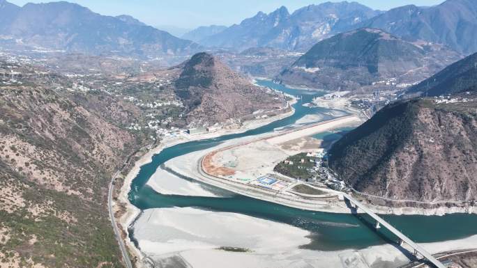 大渡河流域山川河流地理地貌四川石棉县