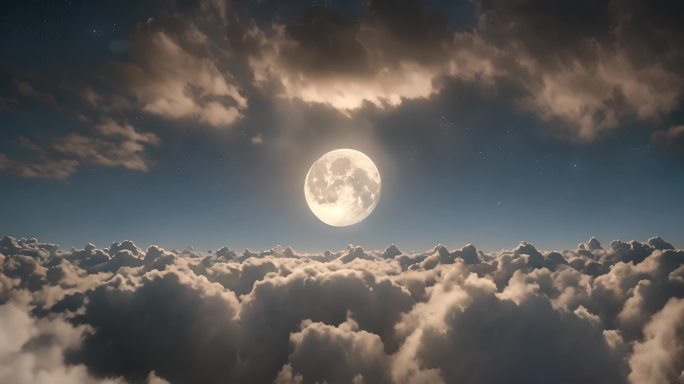 云端月色 穿越云层 带月亮的云层