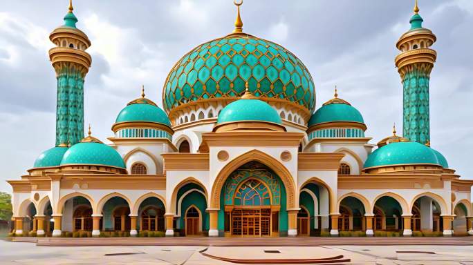 清真寺传统建筑风光大屏背景