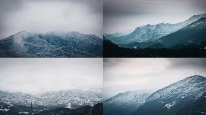 雾凇山区冬季森林延时摄影