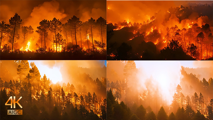 自然灾害 山火爆发 森林火警 风高物燥