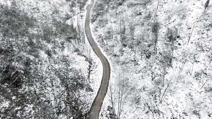 雪中小路航拍