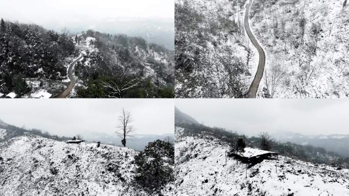 雪中小路航拍