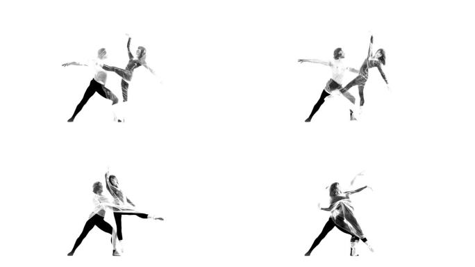 芭蕾舞女演员用细细的尼龙跳舞