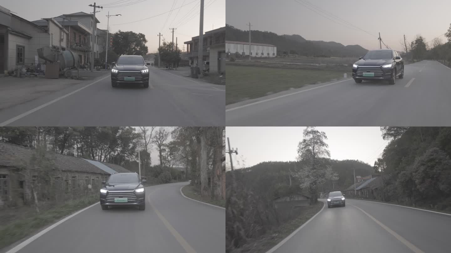【4K50帧】比亚迪SUV电车在乡村行驶