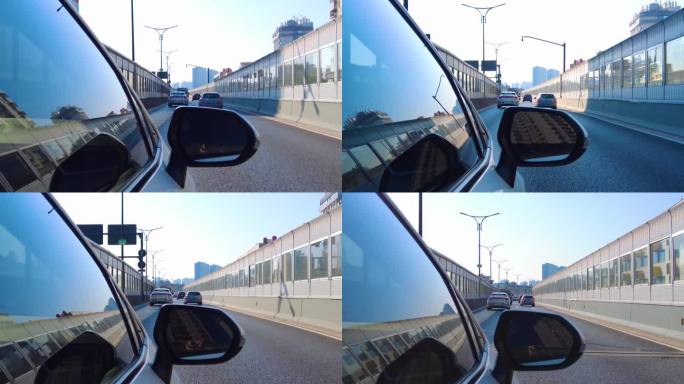 汽车在马路上面飙车开车第一视角视频素材