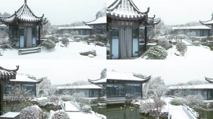 武汉东湖风景区梅园雪景风光