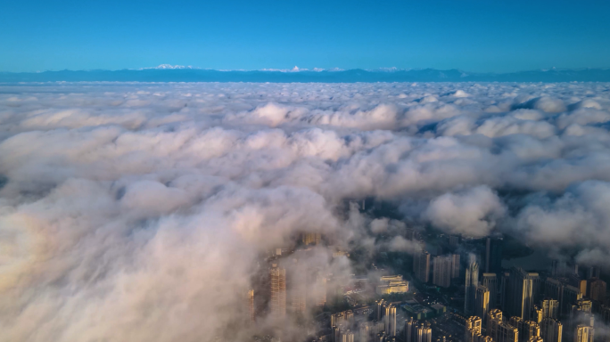 成都高新全景雪山云海延时