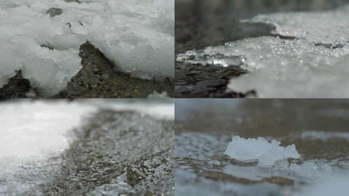 冰雪融化 天然水流 水滴 水波浪 雪融化
