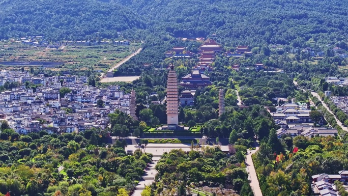 云南大理崇圣寺三塔航拍