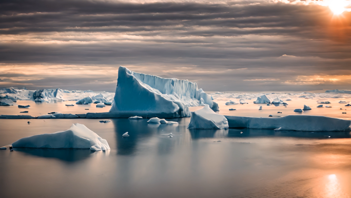 冰川融化气候变暖南极冰川全球变暖冰山环境