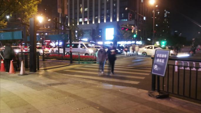 城市夜晚人流车流夜景延时合集