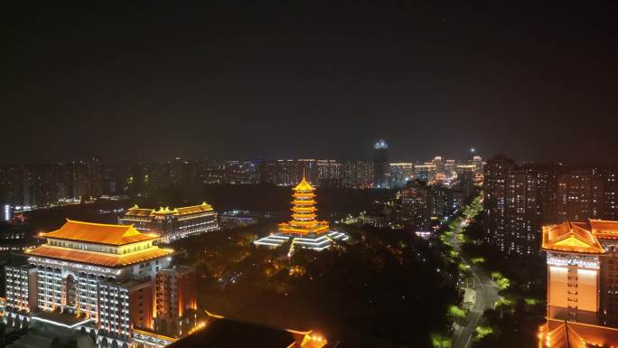 厦门集美区集美市民公园集美塔航拍夜晚夜景