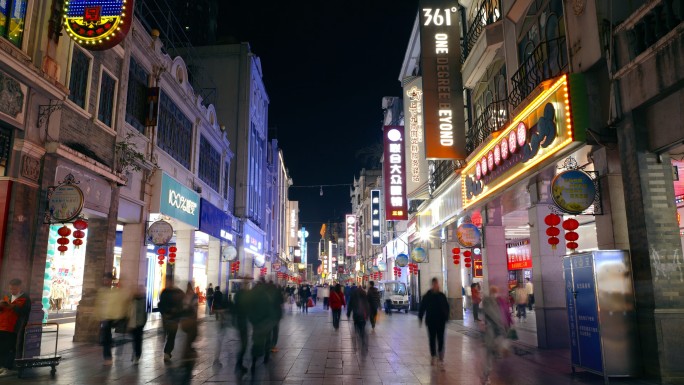 广州上下九步行街延时夜景4k素材