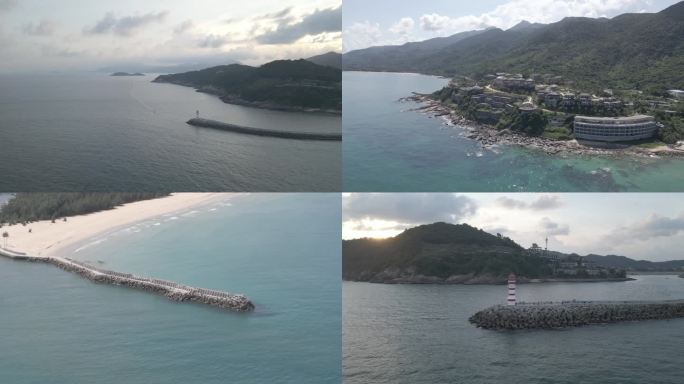 【4K】海滨城市海湾海岸线风景航拍海岛