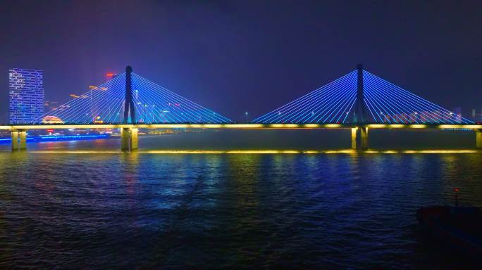 长沙湘江银盆岭大桥元宵节夜景航拍