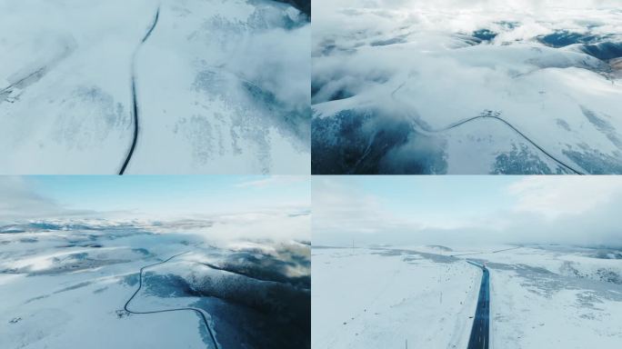 理塘雪路雪山