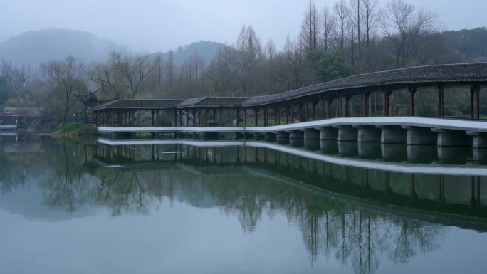 杭州西湖浴鹄湾古建筑阴天带原声