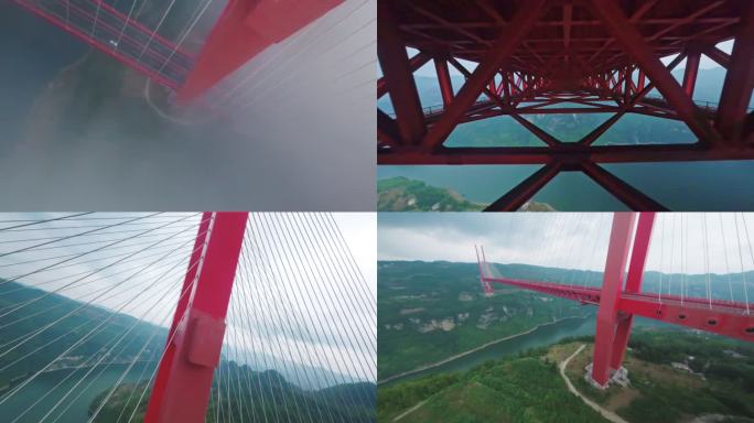 贵州大桥鸭池河大桥晨雾云海穿越机FPV
