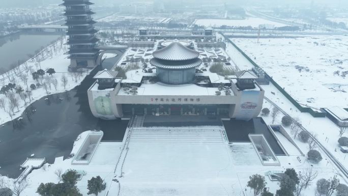 扬州大运河博物馆雪景航拍