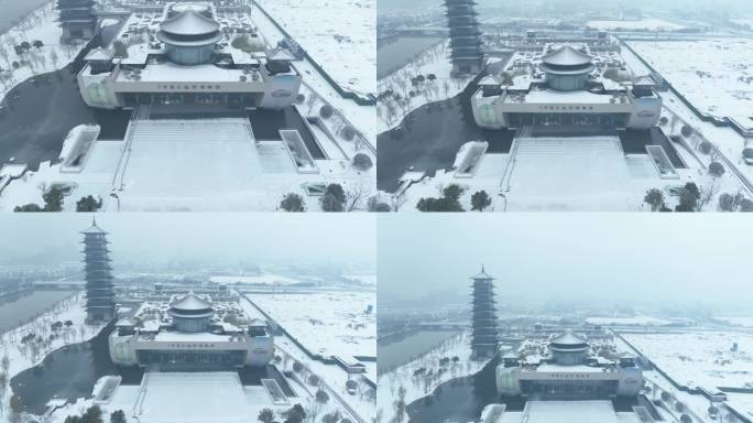 扬州大运河博物馆雪景航拍