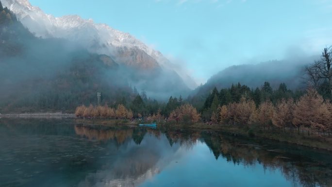 航拍四姑娘山毕棚沟龙王海