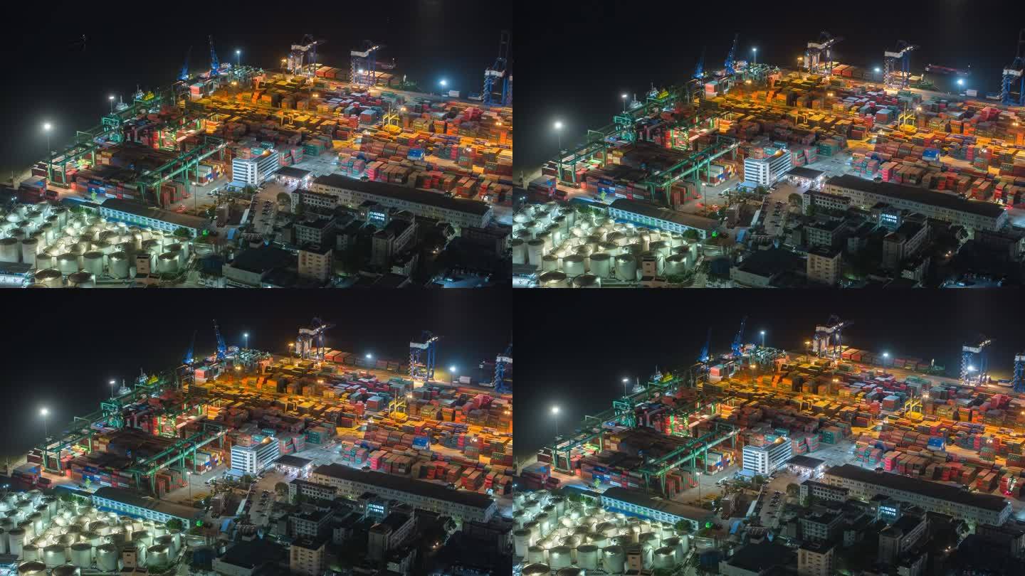 【商用4K】广州黄埔码头繁忙夜景延时