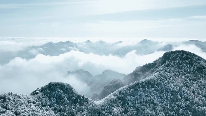 汉山雪景云海4K震撼航拍