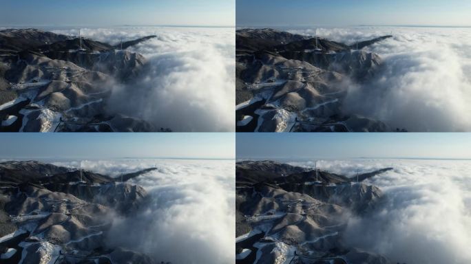 桂林全州天湖雪景平流雾