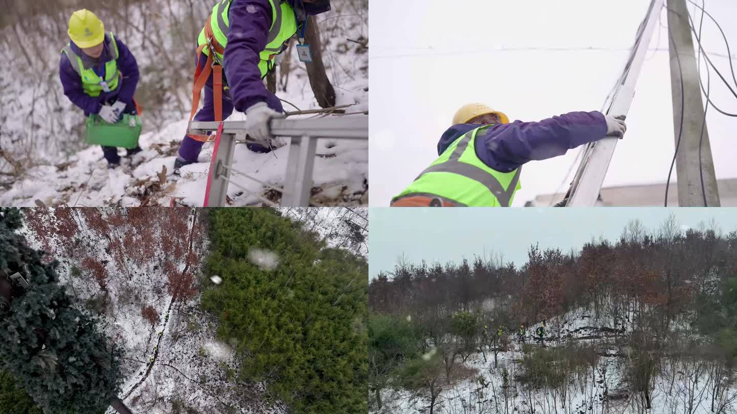 中国移动工作人员暴雪天户外作业